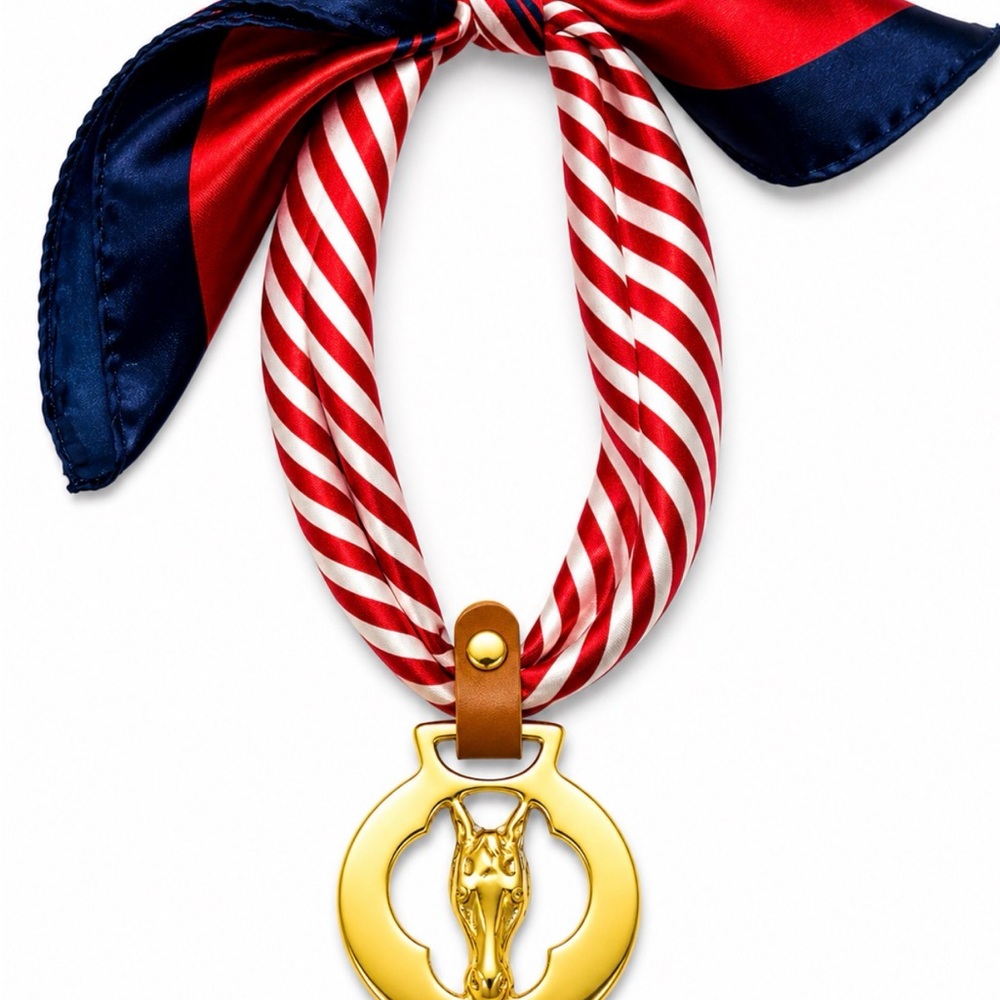 Gold Brass Horse Medallion Necklace.